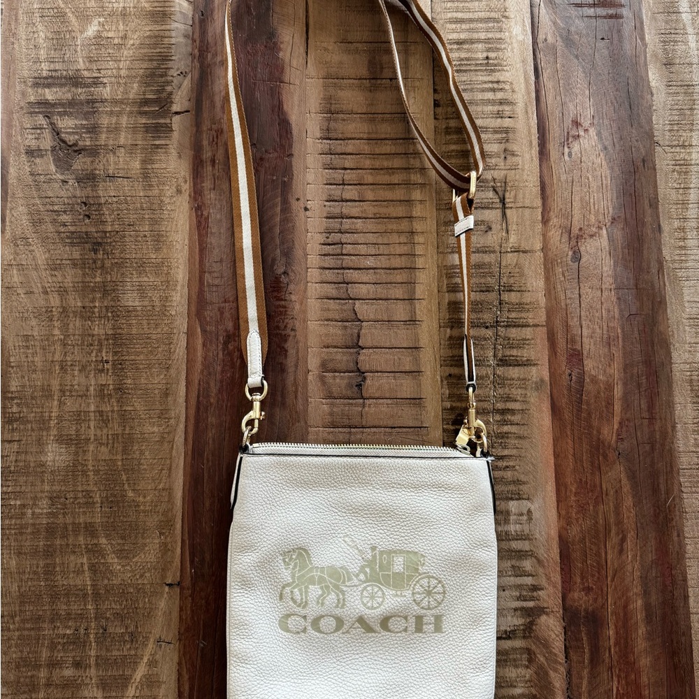 Coach Ivory Crossbody Bag with Gold Accents